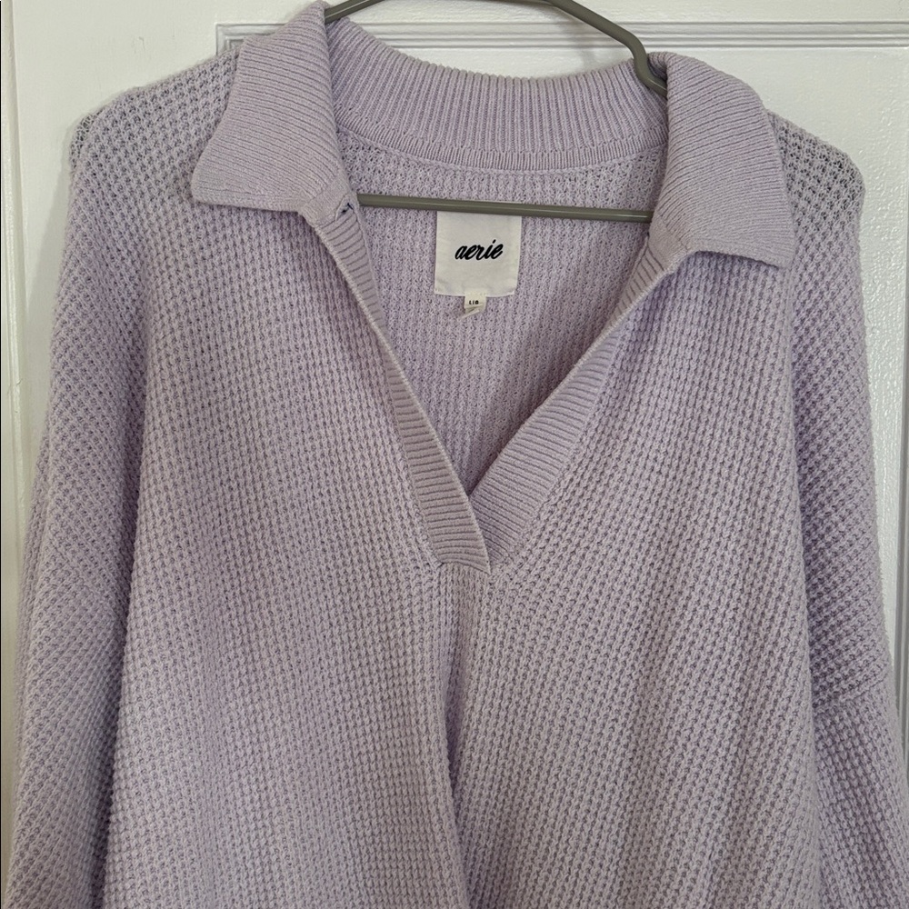 Aerie Light Purple Textured Sweater
